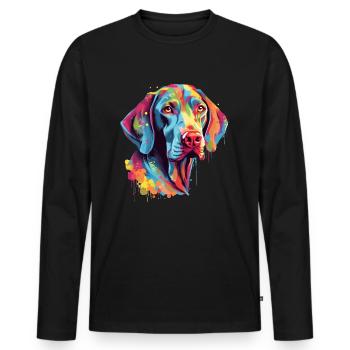 Design d’art coloré Weimaraner - T-shirt manches longues Premium bio Homme - noir - Devant - Nico (187cm)