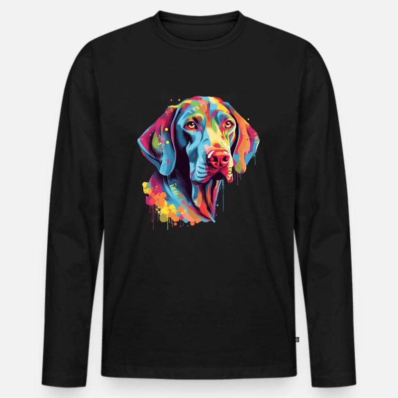 Bunter Weimaraner - Männer Premium Bio Langarmshirt - Schwarz