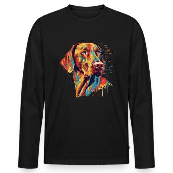 Design d’art coloré Vizsla - T-shirt manches longues Premium bio Homme - noir - Devant - Nico (187cm)