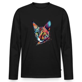 Bunte Bengalkatze - Männer Premium Bio Langarmshirt - Schwarz - Vorne - Nico (187cm)