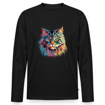 Bunte sibirische Katze - Männer Premium Bio Langarmshirt - Schwarz - Vorne - Nico (187cm)