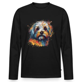 Bunter Havaneser Hund - Männer Premium Bio Langarmshirt - Schwarz - Vorne - Nico (187cm)