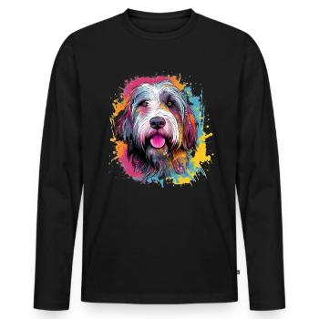 Colorful Bearded-collie - Men's Premium Organic Long Sleeve Shirt - black - Front - Nico (187cm)