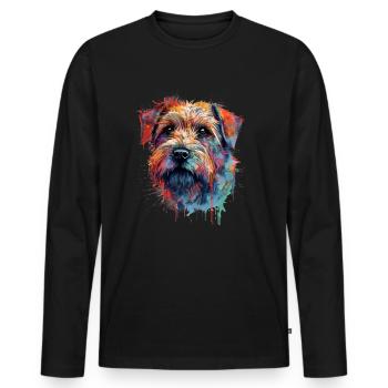Bunte Norfolk-Terrier - Männer Premium Bio Langarmshirt - Schwarz - Vorne - Nico (187cm)