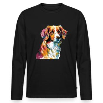 Coloré Nederlandse Kooikerhondje - T-shirt manches longues Premium bio Homme - noir - Devant - Nico (187cm)
