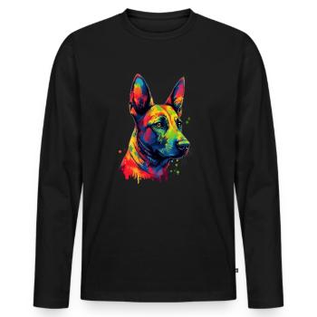 Bunte belgische Malinois - Männer Premium Bio Langarmshirt - Schwarz - Vorne - Nico (187cm)