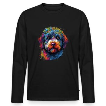 Bunter Lagotto Romagnolo - Männer Premium Bio Langarmshirt - Schwarz - Vorne - Nico (187cm)