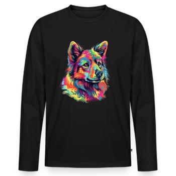 Colorful Norwegian-buhund - Men's Premium Organic Long Sleeve Shirt - black - Front - Nico (187cm)