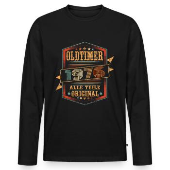 oldtimer 1976 Original - 47 Geburtstag - Männer Premium Bio Langarmshirt - Schwarz - Vorne - Nico (187cm)