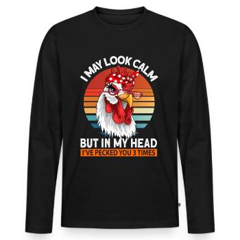Agriculteurs Agriculteurs Poulets Poulet Cadeau - T-shirt manches longues Premium bio Homme - noir - Devant - Nico (187cm)