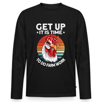 Agriculteurs Agriculteurs Poulets Poulet Cadeau - T-shirt manches longues Premium bio Homme - noir - Devant - Nico (187cm)