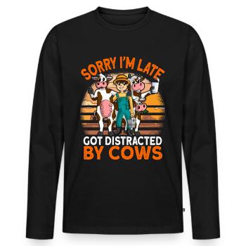 Cows Farmers Dairy Cow Cow Gift - Men's Premium Organic Long Sleeve Shirt - black - Front - Nico (187cm)