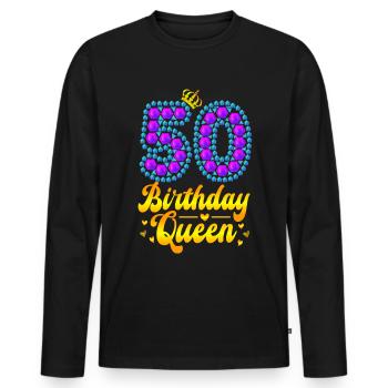 50 anniversaire Couronne d’anniversaire de reine 50e anniversaire - T-shirt manches longues Premium bio Homme - noir - Devant - Nico (187cm)