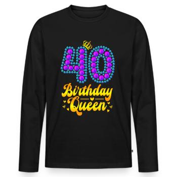 40 anniversaire Couronne d’anniversaire de reine 40e anniversaire - T-shirt manches longues Premium bio Homme - noir - Devant - Nico (187cm)