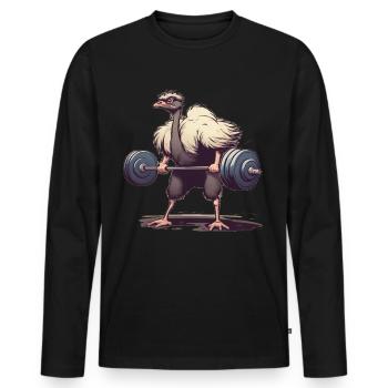 Strauß - Männer Premium Bio Langarmshirt - Schwarz - Vorne - Nico (187cm)
