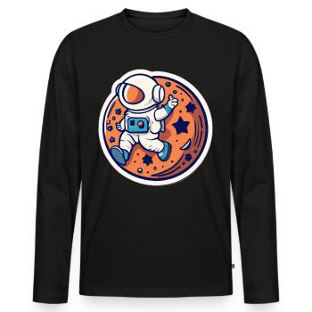 Planeten - Männer Premium Bio Langarmshirt - Schwarz - Vorne - Nico (187cm)