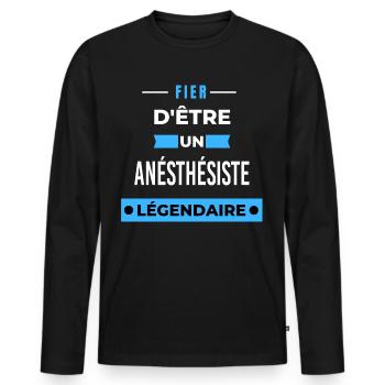 Fier d'être un légendaire ANÉSTHÉSISTE HUMOUR - T-shirt manches longues Premium bio Homme - noir - Devant - Nico (187cm)