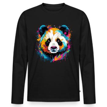 Colorful Panda Splashes of Paint Splashes - Men's Premium Organic Long Sleeve Shirt - black - Front - Nico (187cm)