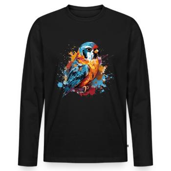 Buntfalke Farbkleckse Farbspritzer - Männer Premium Bio Langarmshirt - Schwarz - Vorne - Nico (187cm)