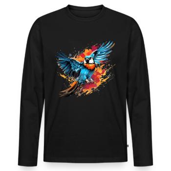 Buntfalke Farbkleckse Farbspritzer - Männer Premium Bio Langarmshirt - Schwarz - Vorne - Nico (187cm)