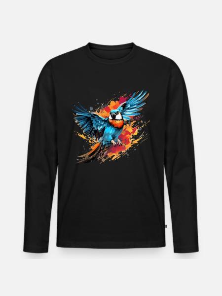 Buntfalke Farbkleckse Farbspritzer - Männer Premium Bio Langarmshirt - Schwarz
