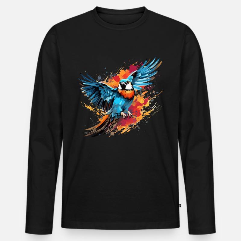 Buntfalke Farbkleckse Farbspritzer - Männer Premium Bio Langarmshirt - Schwarz