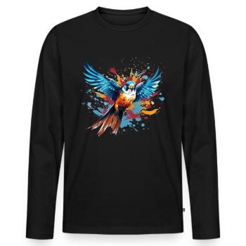 Buntfalke Farbkleckse Farbspritzer - Männer Premium Bio Langarmshirt - Schwarz - Vorne - Nico (187cm)
