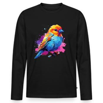 Touches de peinture colorées pour pinsons - T-shirt manches longues Premium bio Homme - noir - Devant - Nico (187cm)