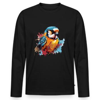 Buntfalke Farbkleckse Farbspritzer - Männer Premium Bio Langarmshirt - Schwarz - Vorne - Nico (187cm)