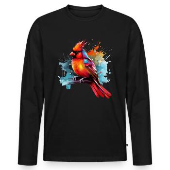 Colorful Red Cardinal Splashes of Paint Splashes - Men's Premium Organic Long Sleeve Shirt - black - Front - Nico (187cm)