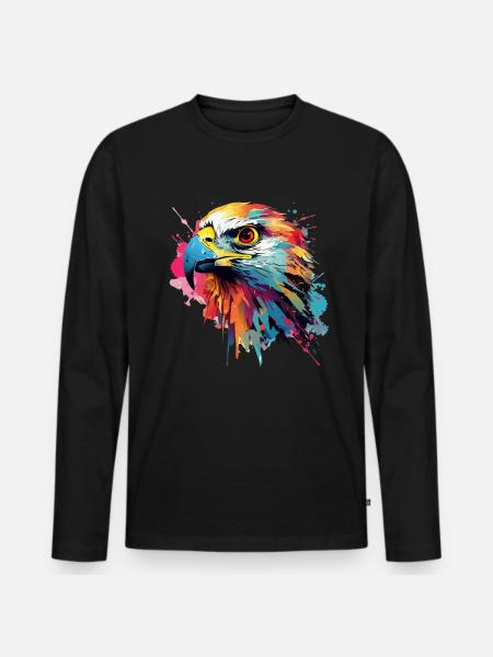 Farverig falkemaling klatter malingsprøjt - Premium økologisk langærmet T-shirt til mænd - sort