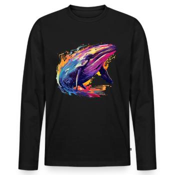 Colorful whale paint blobs paint splashes - Men's Premium Organic Long Sleeve Shirt - black - Front - Nico (187cm)