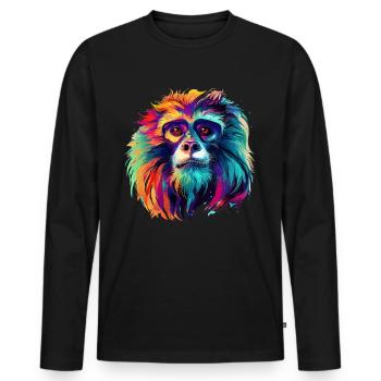 Gibbon coloré, éclaboussures de peinture, éclaboussures de peinture - T-shirt manches longues Premium bio Homme - noir - Devant - Nico (187cm)