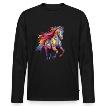 Cheval Couleur Splash Couleur Splash Coloré - T-shirt manches longues Premium bio Homme - noir - Devant - Nico (187cm)