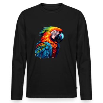Colorful Parrot Splash of Color - Men's Premium Organic Long Sleeve Shirt - black - Front - Nico (187cm)