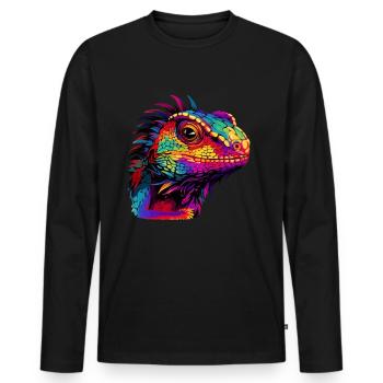 Colorful lizard paint blobs paint splashes - Men's Premium Organic Long Sleeve Shirt - black - Front - Nico (187cm)