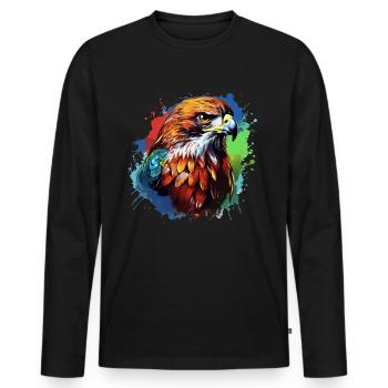 Des taches colorées de faucon à queue rousse d'éclaboussures de peinture - T-shirt manches longues Premium bio Homme - noir - Devant - Nico (187cm)