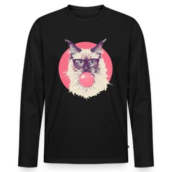Ragdoll Katze Brille Kaugummi - Männer Premium Bio Langarmshirt - Schwarz - Vorne - Nico (187cm)