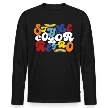 Style - Color - Retro (weiss) - Männer Premium Bio Langarmshirt - Schwarz - Vorne - Nico (187cm)