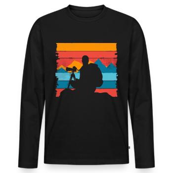 Fotografie Naturfotografie Spiegelreflexkamera - Männer Premium Bio Langarmshirt - Schwarz - Vorne - Nico (187cm)