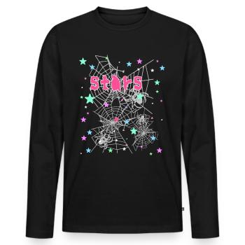 étoiles, araignée, graffiti, toile d’araignée, étoile - T-shirt manches longues Premium bio Homme - noir - Devant - Nico (187cm)