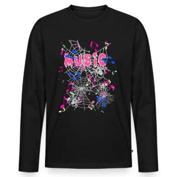 Music,Noten, Spinnen, Spinnennetz,Musik - Männer Premium Bio Langarmshirt - Schwarz - Vorne - Nico (187cm)