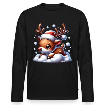 Renne mignon cadeau de Saint-Nicolas - T-shirt manches longues Premium bio Homme - noir - Devant - Nico (187cm)