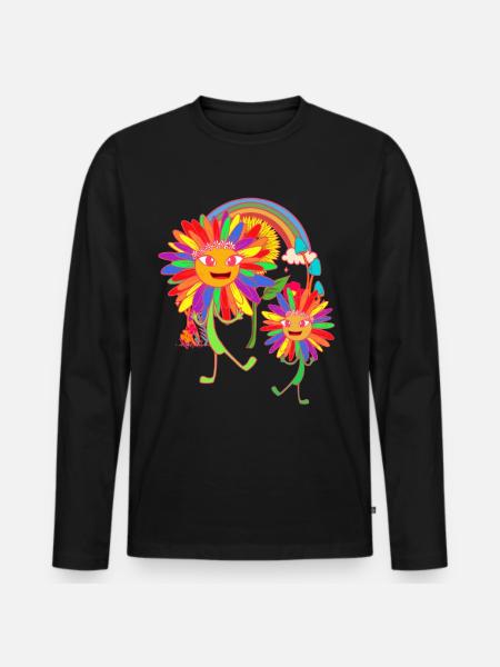 Sonnenblumen Regenbogen LGBT - Männer Premium Bio Langarmshirt - Schwarz