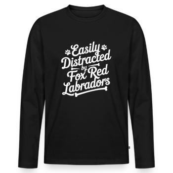 Easily Distracted By Fox Red Labradors - Men's Premium Organic Long Sleeve Shirt - black - Front - Nico (187cm)