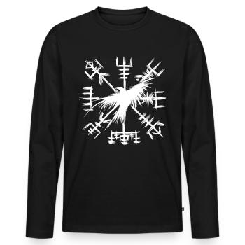 Vegvisir mit Rabe - Wikinger Kompass - Männer Premium Bio Langarmshirt - Schwarz - Vorne - Nico (187cm)
