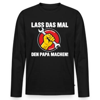 Lass das mal den Papa machen - Männer Premium Bio Langarmshirt - Schwarz - Vorne - Nico (187cm)