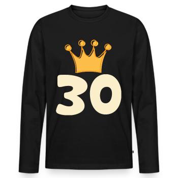 30 years anniversary - Men's Premium Organic Long Sleeve Shirt - black - Front - Nico (187cm)
