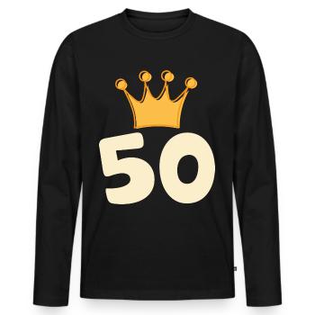 50th anniversary - Men's Premium Organic Long Sleeve Shirt - black - Front - Nico (187cm)