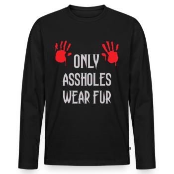 Seuls les connards portent de la fourrure - T-shirt manches longues Premium bio Homme - noir - Devant - Nico (187cm)